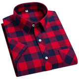 Camisa de algodão de manga curta axadrezada