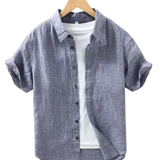 Camisa de linho de manga curta