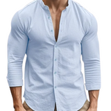Camisa casual de verão em algodão e linho