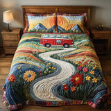 Conjunto de Roupa de Cama Acolchoada de 3 Peças Viagem Vintage