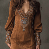 Liza - Robe curta efeito camurça