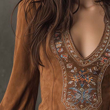 Liza - Robe curta efeito camurça