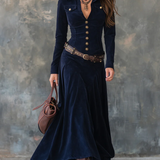 MILANA | Vestido longo em suedine com fenda