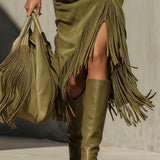 Oliva - Vestido Verde Sofisticado com Silhueta Cruzada Impecável