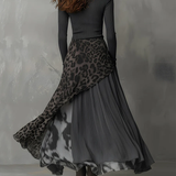 Nkem - Vestido Longo às Riscas com Estampa Leopardada