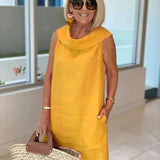 Perla – Vestido tubinho sem mangas com gola redonda