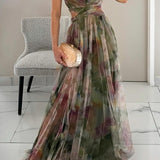 Giselle - Vestido longo com estampa floral encantadora