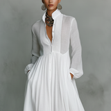 Moda Lusitana - Vestido Longo Branco Elegante
