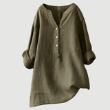 Moda Lusitana - Blusa Casual de Linho com Botões