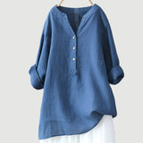 Moda Lusitana - Blusa Casual de Linho com Botões