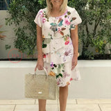 Giselle™ - Vestido plissado com babados florais