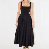 NOMI™ | Vestido midi com decote quadrado