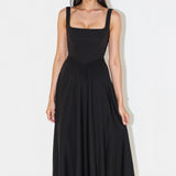 NOMI™ | Vestido midi com decote quadrado