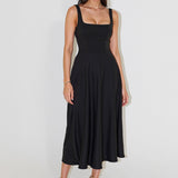 NOMI™ | Vestido midi com decote quadrado