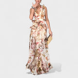 Vestido comprido com folhos