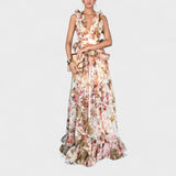 Vestido comprido com folhos