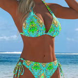Moda Lusitana - Biquíni Estampado Com Decote Halter