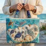 Moda Lusitana - Saco Tote Acolchoado com Padrão de Tartarugas