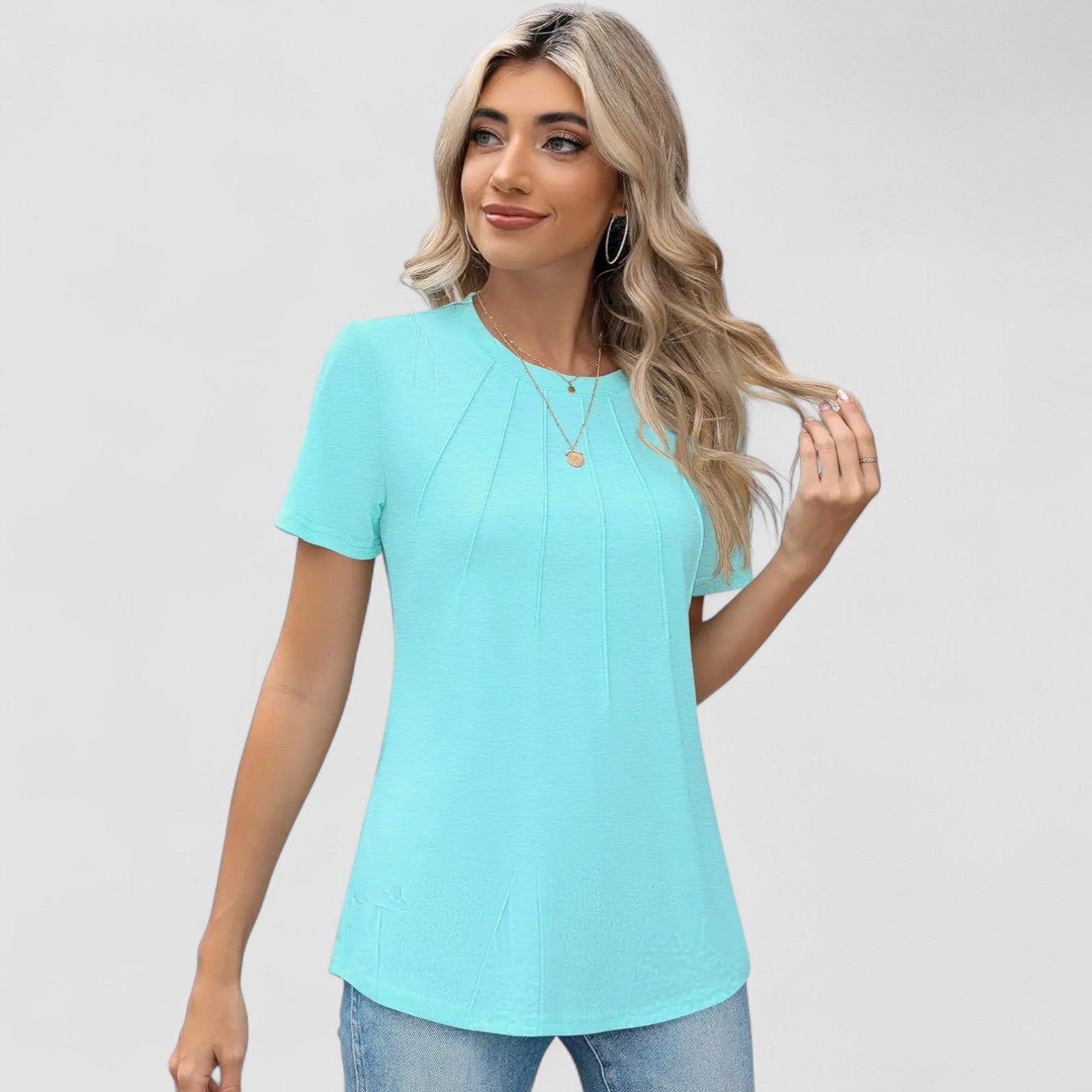 Noelie Short-Sleeve Seam-Detail Top