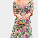 Alondra - Vestido longo Alondra com estampa floral e decote em V