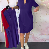 Hanneke™ | Vestido liso com decote em V