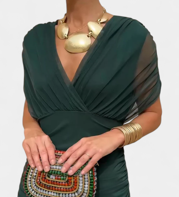 Alondra - Vestido longo Alondra com estampa floral e decote em V