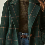 Florencia | Casaco retrô de tweed xadrez com lapelas