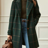 Florencia | Casaco retrô de tweed xadrez com lapelas