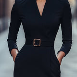 Vestido Justo Preto Refinado