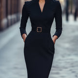 Vestido Justo Preto Refinado