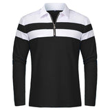 Camisola elegante com fecho de correr às riscas