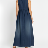 Moda Lusitana - Vestido maxi de ganga com lavagem vintage