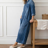 Moda Lusitana - Macacão de ganga vintage com botões