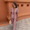 Conjunto casual com estilo Estampado Rosa