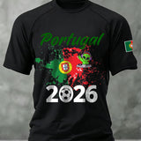 Copa do Mundo Portugal Football Support Imprimir Camiseta Comemorativa Masculina 2026