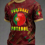 Camiseta masculina com estampa de futebol português