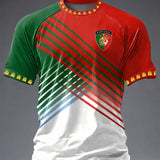 Futebol Português Masculino Estampado Casual camiseta de mangas curtas