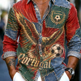 Portugal Football Match Masculino Camisa de manga comprida com estampa artística