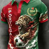 Polo com Estampa de Arte para Fãs de Futebol de Portugal – Masculino