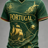 Camiseta com estampa artística de torcida para jogos de futebol da seleção portuguesa masculina