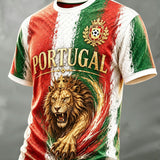 Camiseta com estampa de arte para fãs de futebol de Portugal, masculina
