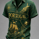 Masculino Portugal Futebol Jogo Cheering Camisa de manga curta impressão artística