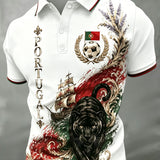 Polo com Estampa de Arte para Fãs de Futebol de Portugal – Masculino