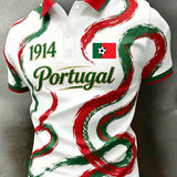 Polo com Estampa de Arte para Fãs de Futebol de Portugal – Masculino