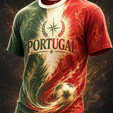 Camiseta com estampa de arte para fãs de futebol de Portugal, masculina