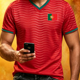 Camiseta com estampa artística de torcida para jogos de futebol da seleção portuguesa masculina