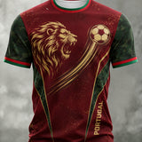 Camiseta com estampa artística de torcida para jogos de futebol da seleção portuguesa masculina