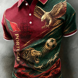 Camisa polo com estampa artística para torcida de futebol da seleção portuguesa masculina