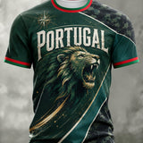 Camiseta com estampa artística de torcida para jogos de futebol da seleção portuguesa masculina