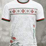 Camiseta com Estampa Artística de Jogo de Futebol da Seleção Portuguesa Masculina
